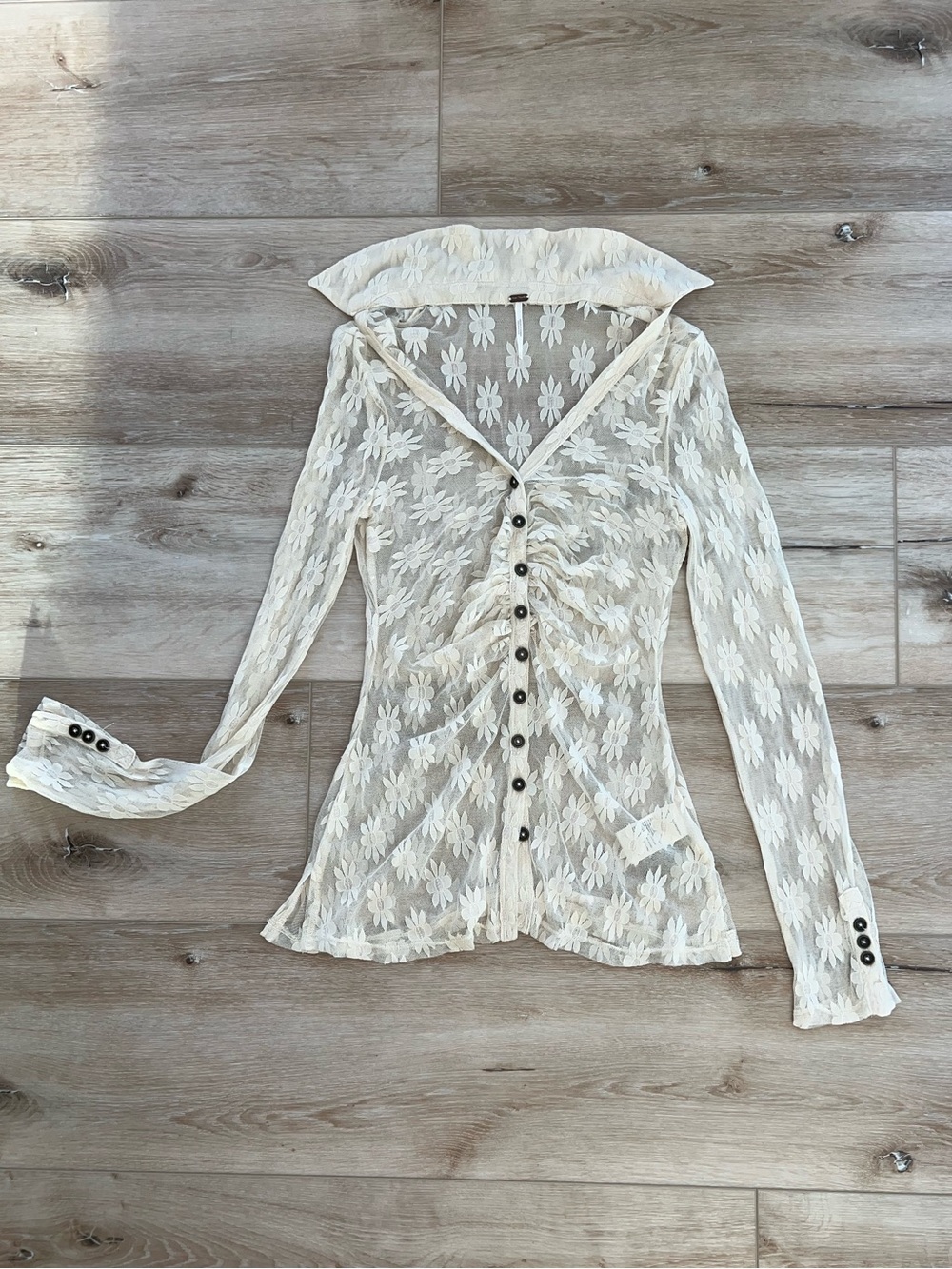 Free People sheer floral lace blouse